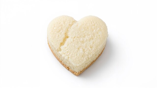 Heart-shaped piece of creamy milk shortcake