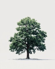 Obraz premium Isolated, lush green tree against white background