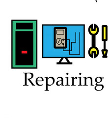 Tech Repair Service Logo PNG – Creative Computer and Laptop Maintenance Symbol Isolated on Transparent Background for Digital Electronics Support Branding

