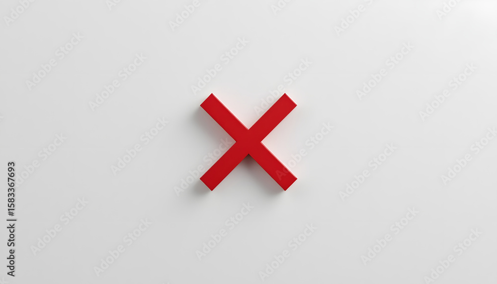 Fototapete flat red x mark icon on a white background. minimalist and clean design, perfect for use in interfac