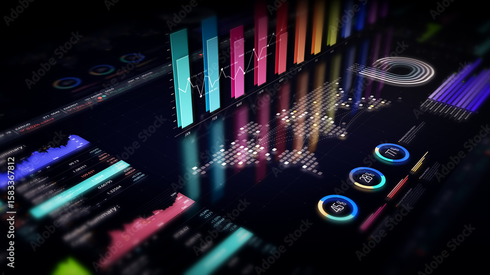 Aufkleber dynamic data visuals for business info graphics, animated charts, and data-driven insights for a bus