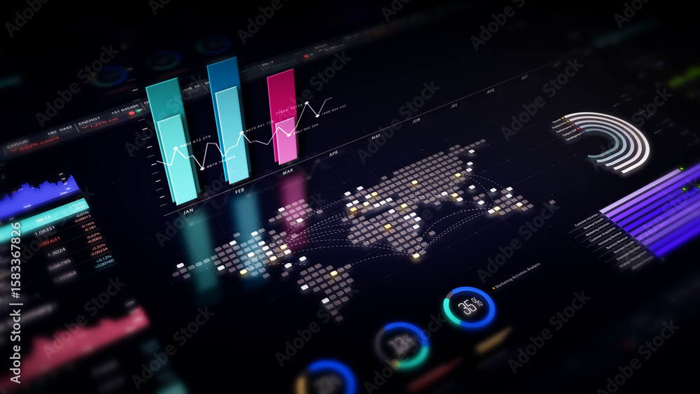 Aufkleber dynamic data visuals for business info graphics, animated charts, and data-driven insights for a bus