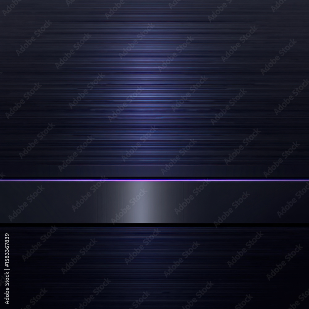Poster blue striped background with horizontal lines and a shiny metallic bar. modern textured surface desi