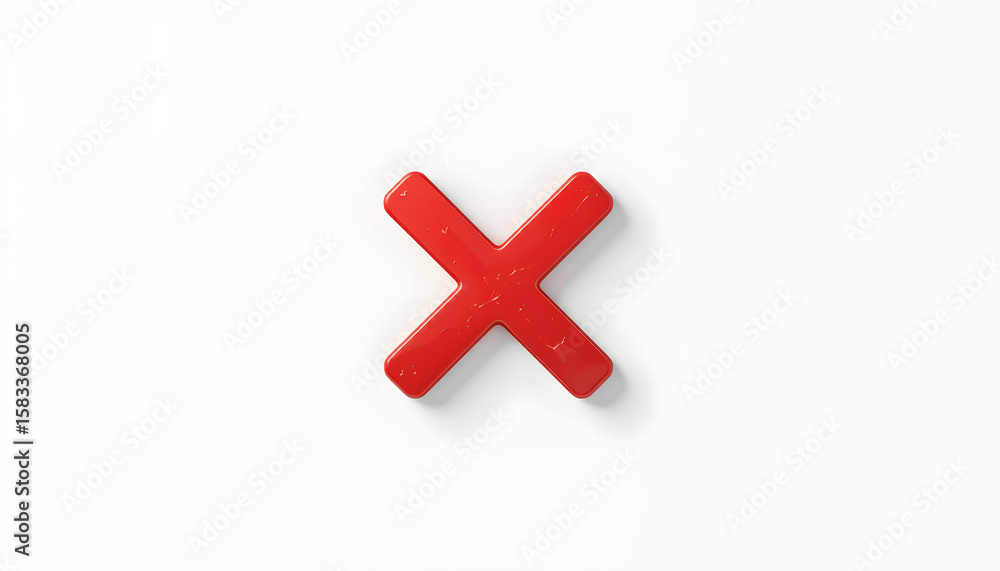 Fototapete flat red x mark icon on a white background. minimalist and clean design, perfect for use in interfac