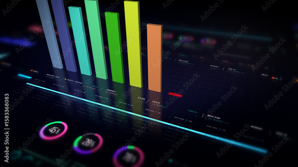 Poster dynamic data visuals for business info graphics, animated charts, and data-driven insights for a bus