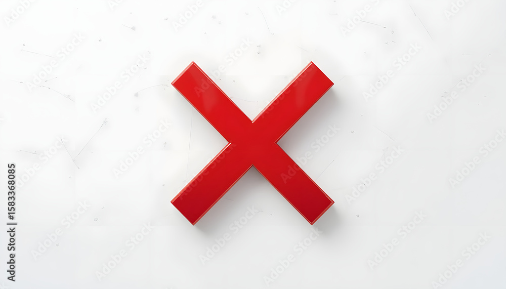 Fototapete flat red x mark icon on a white background. minimalist and clean design, perfect for use in interfac