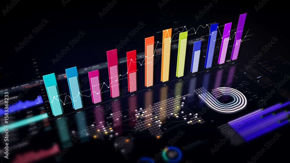 Aufkleber dynamic data visuals for business info graphics, animated charts, and data-driven insights for a bus