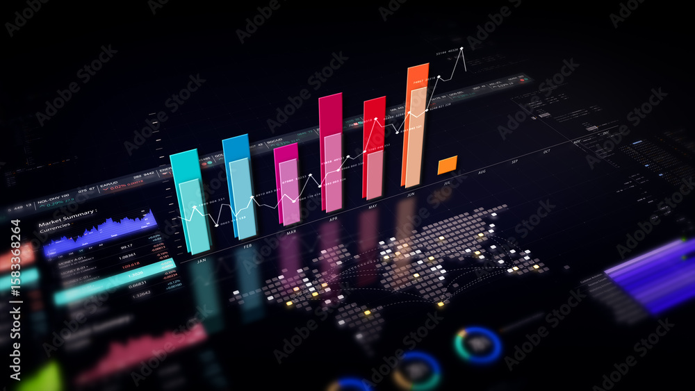 Aufkleber dynamic data visuals for business info graphics, animated charts, and data-driven insights for a bus