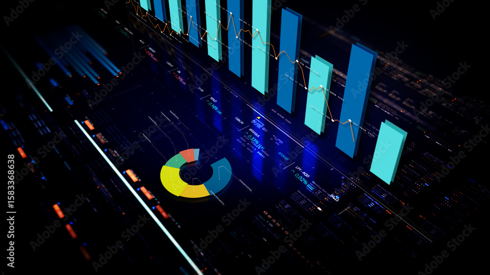 Poster dynamic data visuals for business info graphics, animated charts, and data-driven insights for a bus