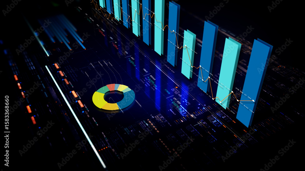 Poster dynamic data visuals for business info graphics, animated charts, and data-driven insights for a bus