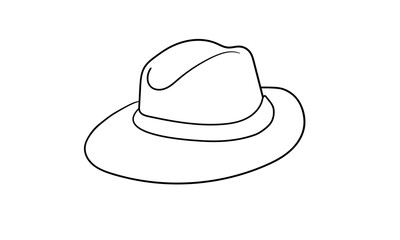 Elegant hat continious line drawing. Stylish hat outline. Vector illustration