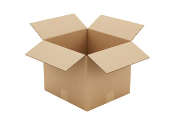 Isolated Open Empty Brown Cardboard Box Ready for Shipping