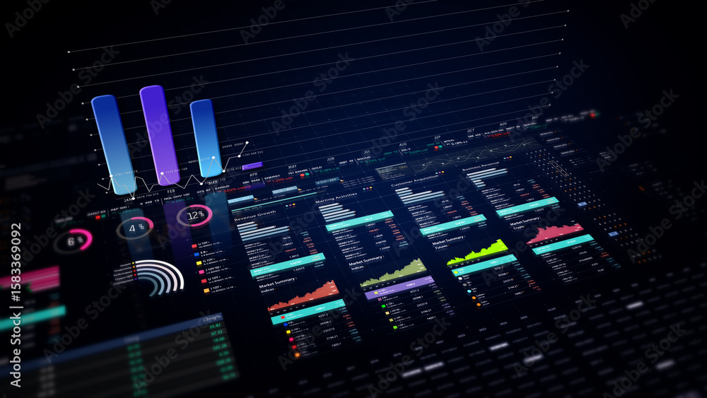 Aufkleber dynamic data visuals for business info graphics, animated charts, and data-driven insights for a bus