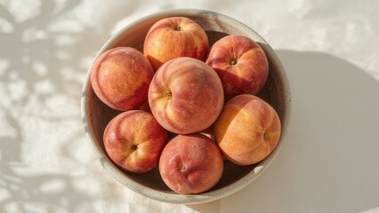 Obraz premium A bowl filled with juicy, ripe peaches