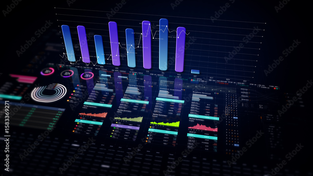 Aufkleber dynamic data visuals for business info graphics, animated charts, and data-driven insights for a bus