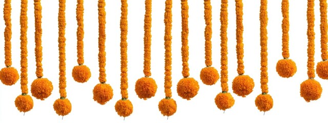 Orange marigold garlands hanging (1)
