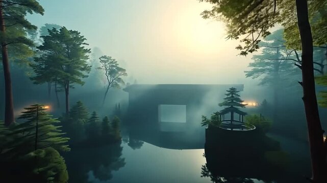 misty morning on the lake