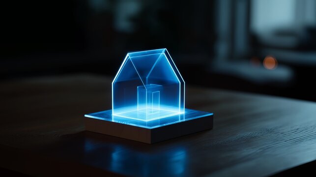 Holographic shapes on blueprints. Construction blueprints established. Meticulously designed blueprints. AI generated.