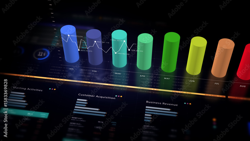 Aufkleber dynamic data visuals for business info graphics, animated charts, and data-driven insights for a bus