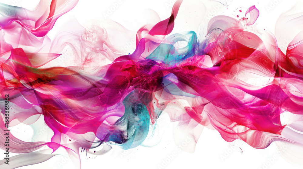 Poster abstract colorful flowing paint or brush stroke on a white background. dynamic fluid design for mode