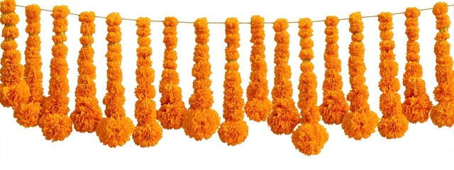 Orange marigold garlands hanging (2)