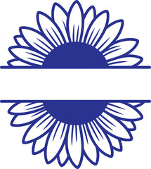 Obraz premium Blue floral split monogram design element vector