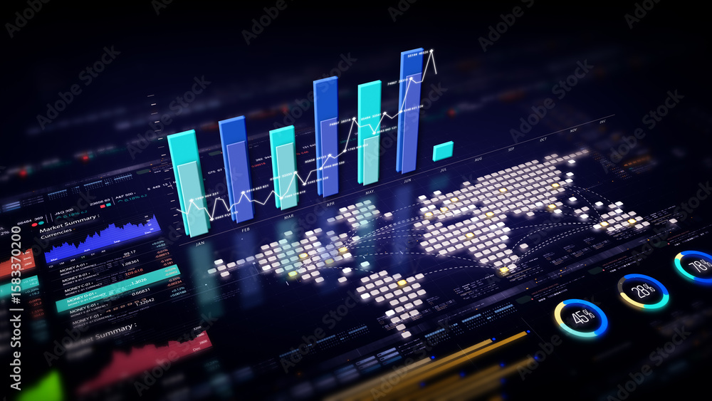 Poster dynamic data visuals for business info graphics, animated charts, and data-driven insights for a bus