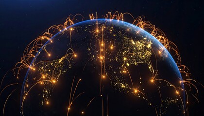 Earth globe with glowing connections