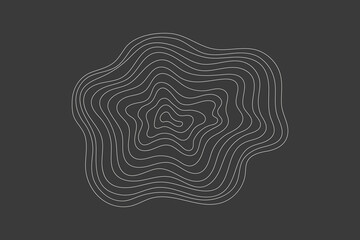 Topographic ring lines on black background. Abstract organic shape. Minimal eco vector background for branding or packaging.