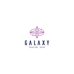 Galaxy line art style logo icon design template flat vector