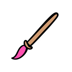 Hand-Drawn Paint Brush Cartoon Vector – Art Drawing Tool in Fun School Doodle Style