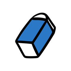 Hand-Drawn Eraser Cartoon Vector &ndash; School Stationery Tool for Correcting Pencil Marks