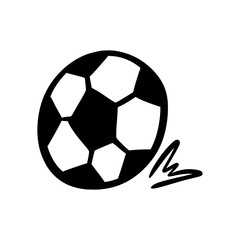 Hand-Drawn Soccer Ball Cartoon Vector &ndash; Black and White Sports Icon in Fun Doodle Style