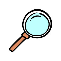 Hand-Drawn Magnifying Glass Cartoon Vector &ndash; Science or Search Tool Icon in School Sketch Style