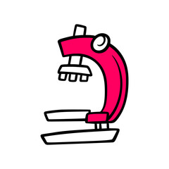 Hand-Drawn Microscope Cartoon Vector – Science Lab Tool in School Sketch Style