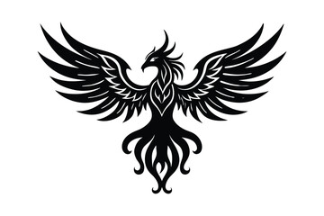 Obraz premium Fantasy phoenix with ornamental wings majestic avian vector art illustration