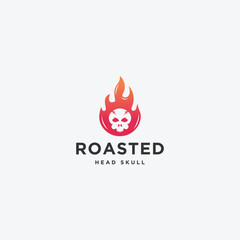 Fire head skull logo icon design template flat vector