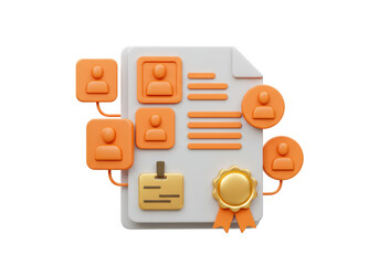 Isolated Recruitment Process Illustration with Document and Profile Icons