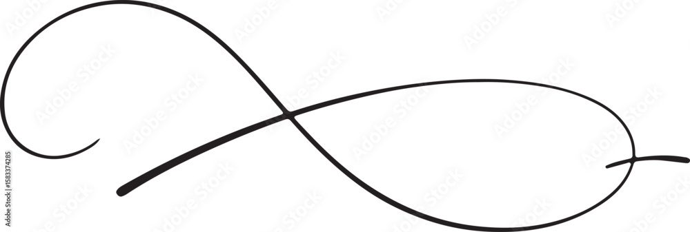 Poster elegant black calligraphic flourish with a subtle loop and a delicate ending stroke isolated on tran