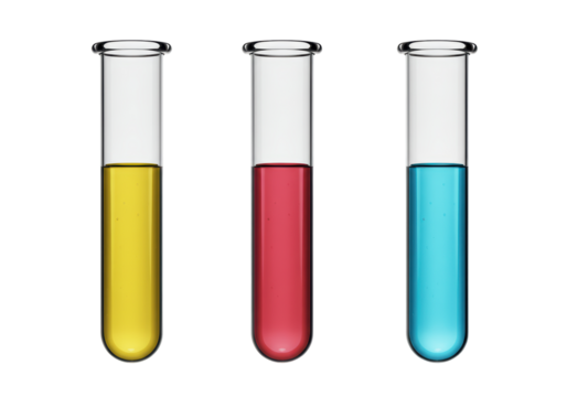 Isolated Test Tubes with Colored Liquids