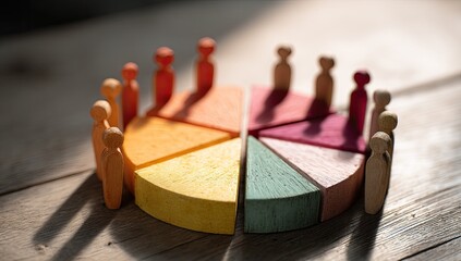 Colorful pie chart surrounded by small figures (2)