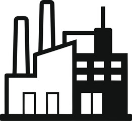 Fototapeta premium Vector illustration of industrial power plant factory silhouette with chimneys and smoke