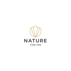 Lotus flower with line art style logo design template flat vector
