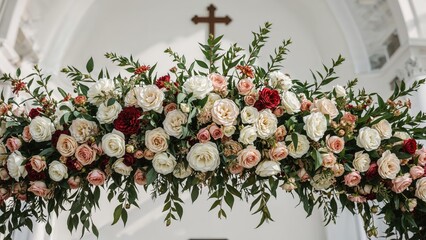 Elegant flower decorations enhancing the sacred space