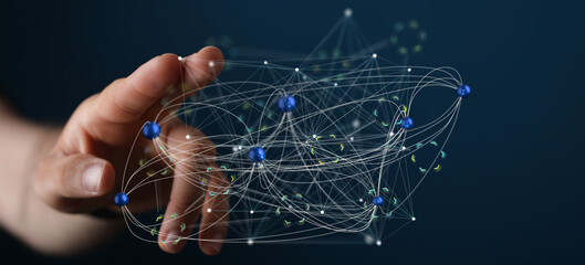 Abstract image depicting a complex network of connections, ideal for technology, data, or...