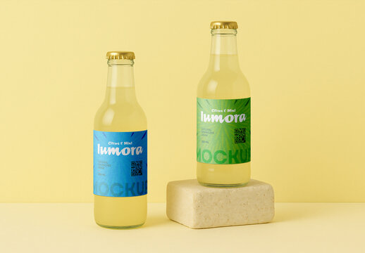 Citrus Bottle Mockup &ndash; Two Sparkling Drink Bottles for Label Design