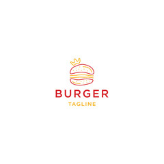 Burger line art logo icon design template flat vector
