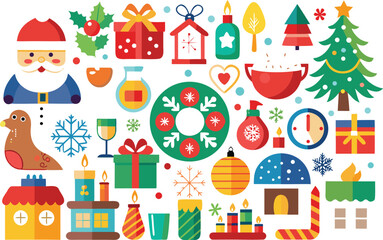Colorful Flat Design Christmas and Holiday Illustrations