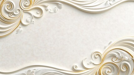 Ornate, embossed, white frame on light beige background