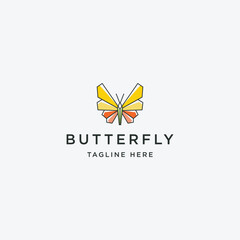 Butterfly line art logo design template flat vector
